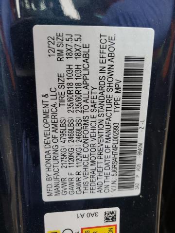 5J6RS4H74PL002993 - 2023 HONDA CR-V EXL BLUE photo 12