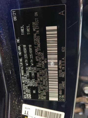 5TDGZRAH7MS084429 - 2021 TOYOTA HIGHLANDER XLE Կապույտ լուսանկար 14