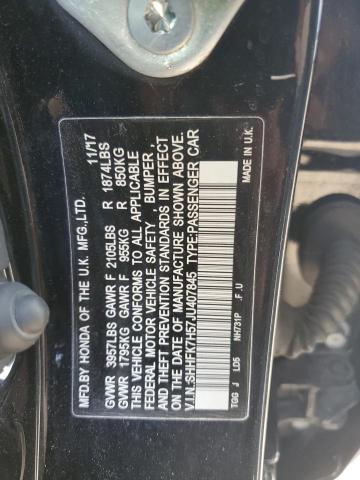 SHHFK7H57JU407845 - 2018 HONDA CIVIC EX BLACK photo 13