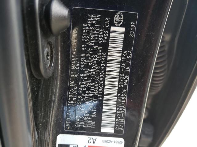 4T1BK3DB0BU431946 - 2011 TOYOTA AVALON BASE 黑色 照片 10