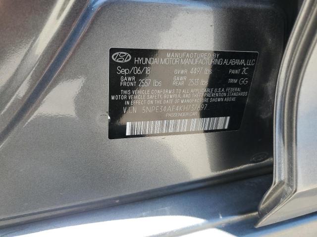 5NPE34AF4KH737697 - 2019 HYUNDAI SONATA LIMITED GRAY photo 12