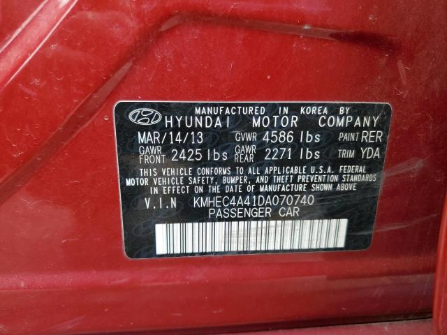 KMHEC4A41DA070740 - 2013 HYUNDAI SONATA HYBRID RED photo 12