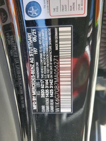 W1K6G7GB7MA056271 - 2021 MERCEDES-BENZ S 580 4MATIC BLACK photo 12