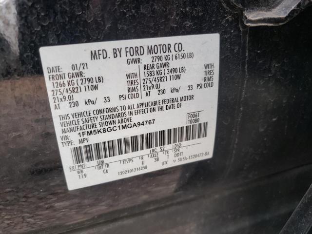 1FM5K8GC1MGA94767 - 2021 FORD EXPLORER ST BLACK photo 13