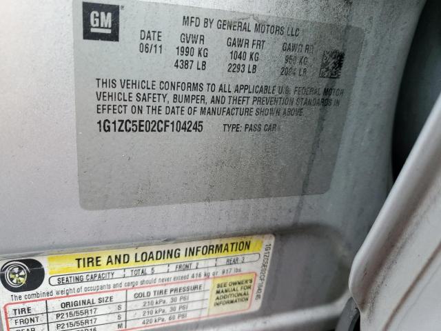 1G1ZC5E02CF104245 - 2012 CHEVROLET MALIBU 1LT SILVER photo 12