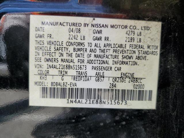 1N4AL21E88N515673 - 2008 NISSAN ALTIMA 2.5 BLACK photo 12