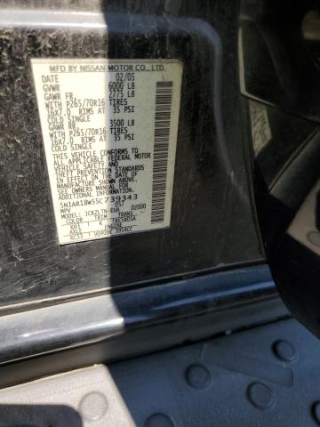 5N1AR18W55C739343 - 2005 NISSAN PATHFINDER LE 黑色 照片 12