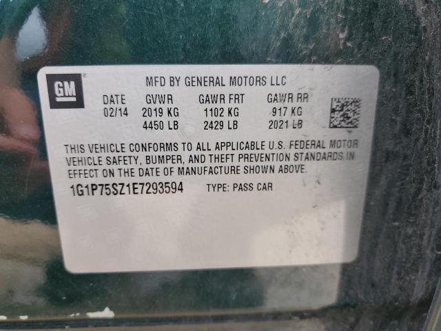 1G1P75SZ1E7293594 - 2014 CHEVROLET CRUZE GREEN photo 12