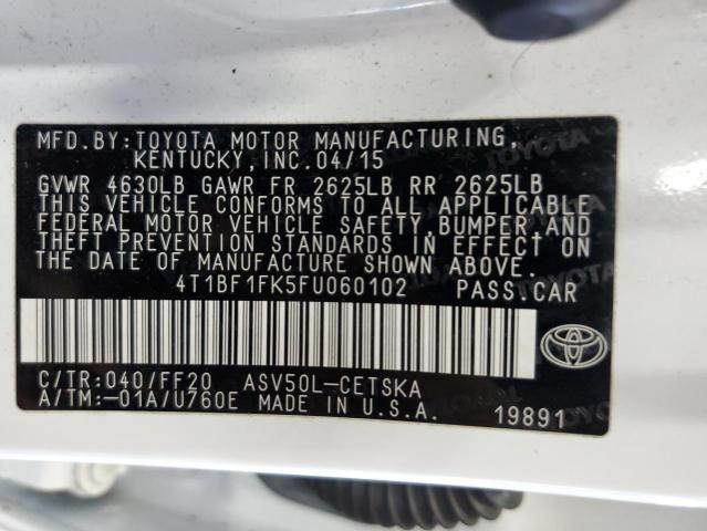 4T1BF1FK5FU060102 - 2015 TOYOTA CAMRY LE WHITE photo 12