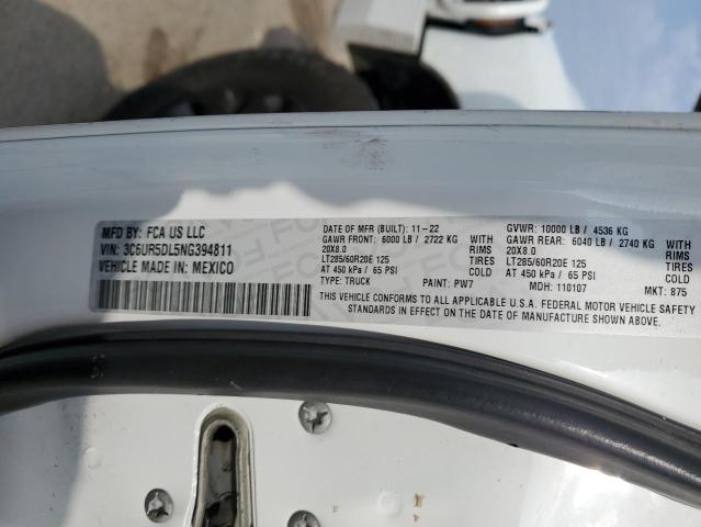 3C6UR5DL5NG394811 - 2022 RAM 2500 BIG HORN/LONE STAR WHITE photo 12