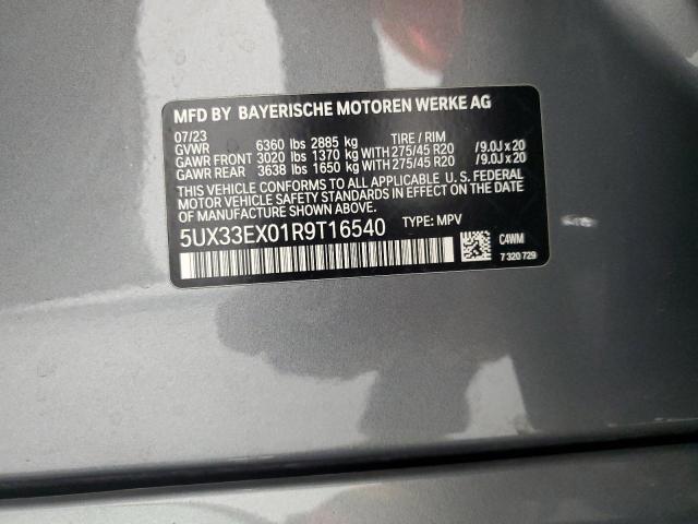 5UX33EX01R9T16540 - 2024 BMW X6 XDRIVE40I GRAY photo 13