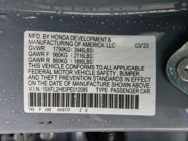 19XFL2H83PE012085 - 2023 HONDA CIVIC SPORT 灰色 照片 12