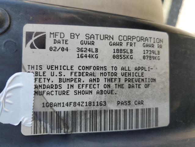 1G8AM14F84Z181163 - 2004 SATURN ION LEVEL 2 红色 照片 12