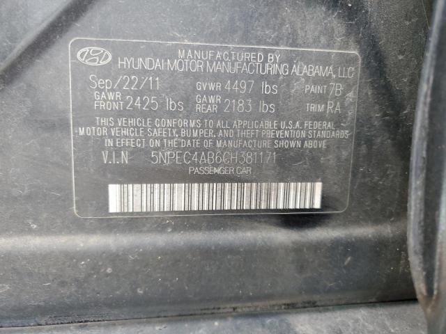 5NPEC4AB6CH381171 - 2012 HYUNDAI SONATA SE Қара фото 13