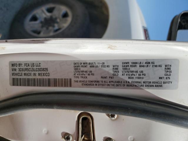 3C6UR5CL5LG303826 - 2020 RAM 2500 TRADESMAN თეთრი ფოტო 12