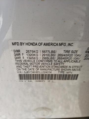 5J8YD4H81LL024014 - 2020 ACURA MDX ADVANCE WHITE photo 14