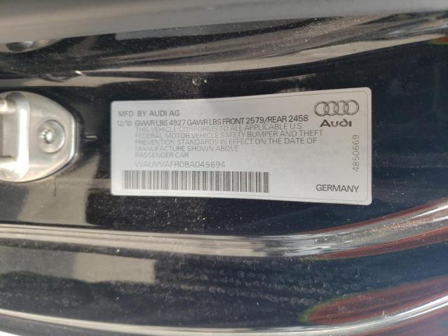 WAUVVAFR0BA045694 - 2011 AUDI S5 PRESTIGE BLACK photo 12