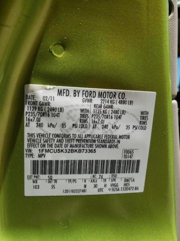 1FMCU5K32BKB73365 - 2011 FORD ESCAPE HYBRID GREEN photo 13