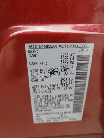 5N1AR2MN0FC605800 - 2015 NISSAN PATHFINDER S BURGUNDY photo 12