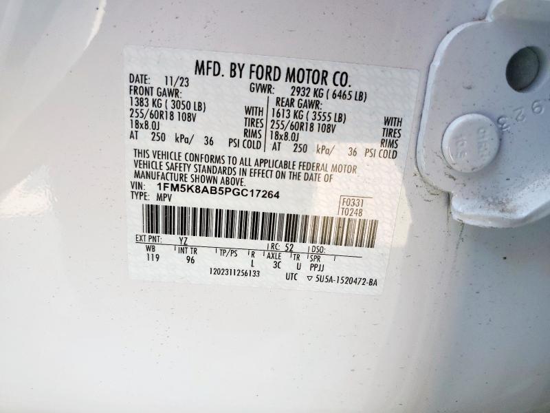 1FM5K8AB5PGC17264 - 2023 FORD EXPLORER POLICE INTERCEPTOR 白色 照片 13