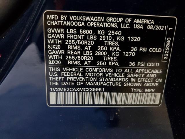 1V2ME2CAXMC239951 - 2021 VOLKSWAGEN ATLAS CROS SE BLUE photo 13