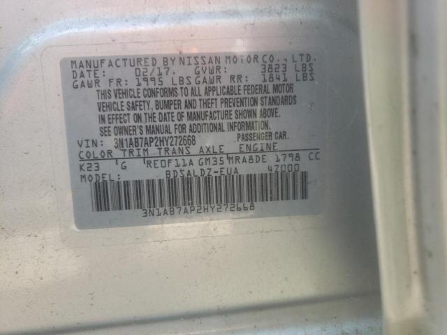 3N1AB7AP2HY272668 - 2017 NISSAN SENTRA S GRAY photo 10