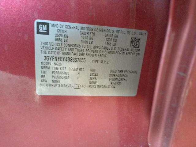 3GYFNFEY4BS637055 - 2011 CADILLAC SRX PREMIUM COLLECTION RED photo 12