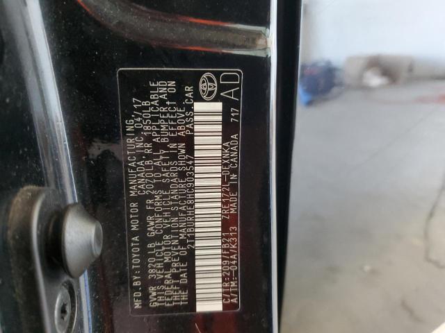 2T1BURHE8HC903547 - 2017 TOYOTA COROLLA L BLACK photo 12