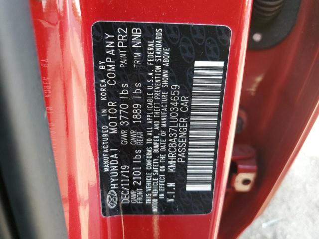 KMHRC8A37LU034659 - 2020 HYUNDAI VENUE SEL RED photo 12