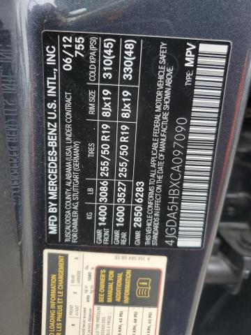 4JGDA5HBXCA097090 - 2012 MERCEDES-BENZ ML 350 4MATIC GRAY photo 13