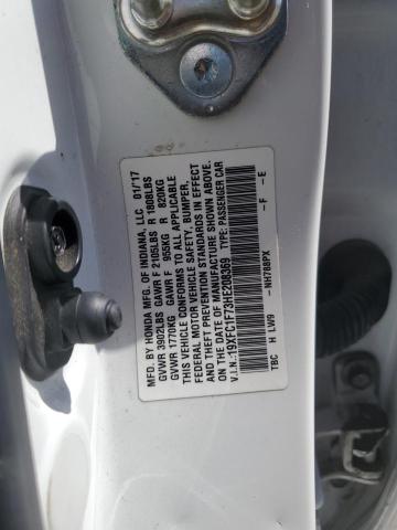 19XFC1F73HE208369 - 2017 HONDA CIVIC EXL WHITE photo 13