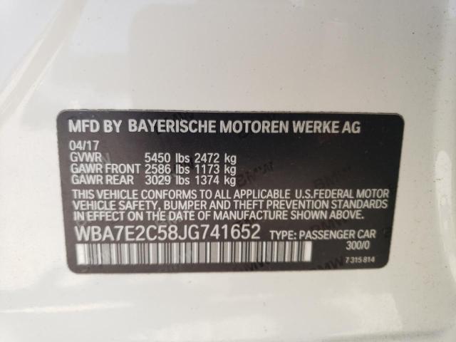 WBA7E2C58JG741652 - 2018 BMW 740 I WHITE photo 13