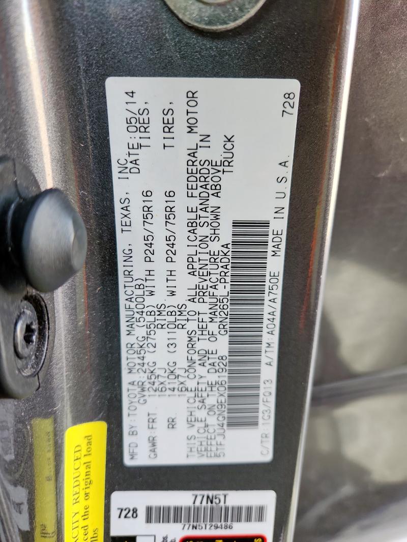 5TFJU4GN9EX061928 - 2014 TOYOTA TACOMA DOUBLE CAB PRERUNNER GRAY photo 12