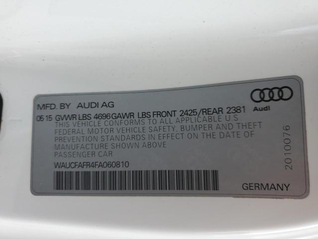 WAUCFAFR4FA060810 - 2015 AUDI A5 PREMIUM WHITE photo 12