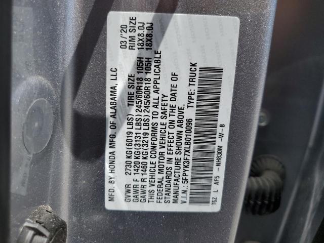 5FPYK3F7XLB010096 - 2020 HONDA RIDGELINE RTL Boz foto 12