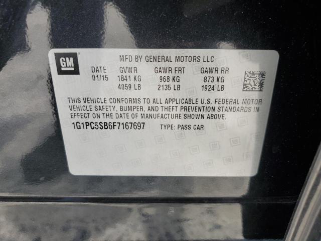 1G1PC5SB6F7167697 - 2015 CHEVROLET CRUZE LT BLACK photo 12