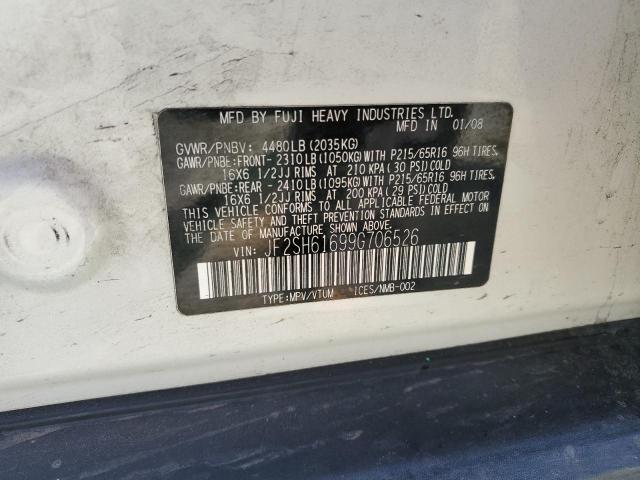 JF2SH61699G706526 - 2009 SUBARU FORESTER 2.5X WHITE photo 13