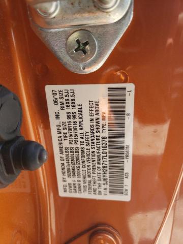 5J6YH28717L016378 - 2007 HONDA ELEMENT EX ORANGE photo 12