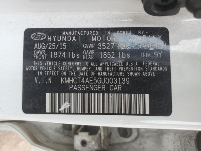 KMHCT4AE5GU003139 - 2016 HYUNDAI ACCENT SE WHITE photo 13