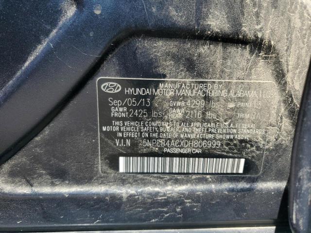 5NPEB4ACXDH806999 - 2013 HYUNDAI SONATA GLS BLUE photo 12