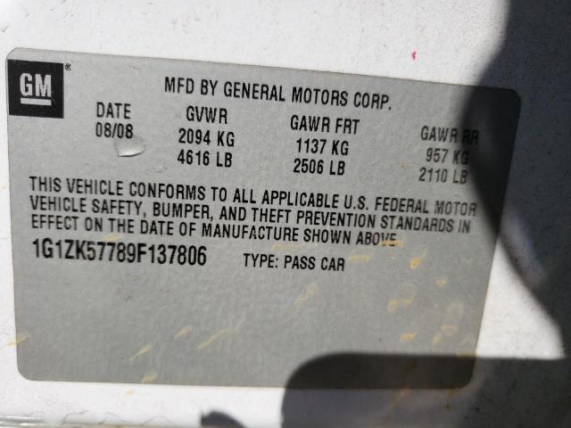 1G1ZK57789F137806 - 2009 CHEVROLET MALIBU LTZ Ağ foto 12