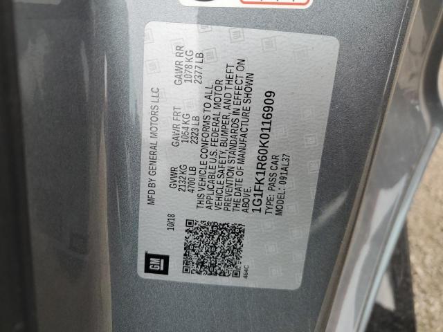 1G1FK1R60K0116909 - 2019 CHEVROLET CAMARO ZL1 GRAY photo 13