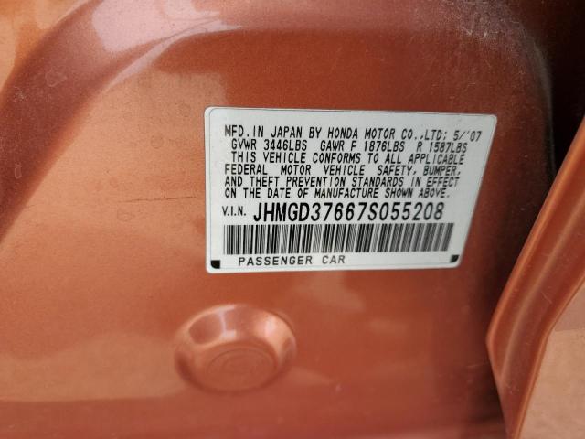 JHMGD37667S055208 - 2007 HONDA FIT S 橙色 照片 12