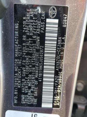 4T1B11HK5JU562872 - 2018 TOYOTA CAMRY L GRAY photo 12