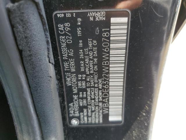 WBADE6322WBW60781 - 1998 BMW 540 I AUTOMATIC 黑色 照片 12