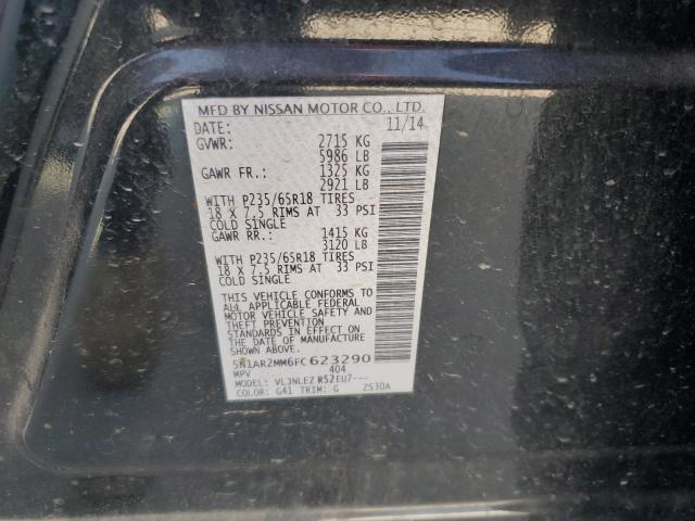 5N1AR2MM6FC623290 - 2015 NISSAN PATHFINDER S BLACK photo 12