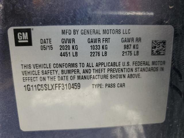 1G11C5SLXFF310459 - 2015 CHEVROLET MALIBU 1LT BLUE photo 12