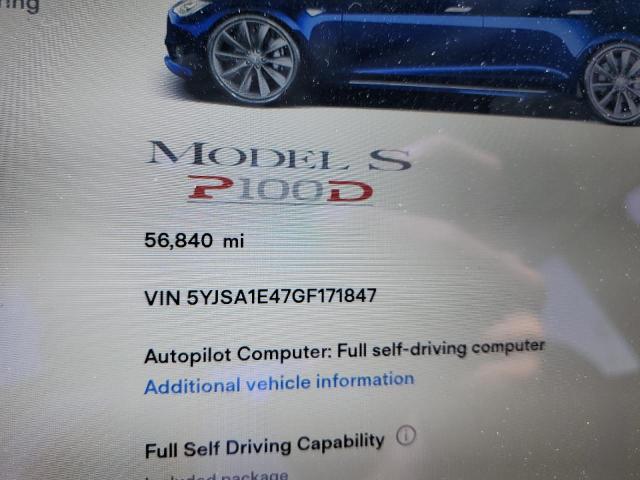 5YJSA1E47GF171847 - 2016 TESLA MODEL S Կապույտ լուսանկար 9