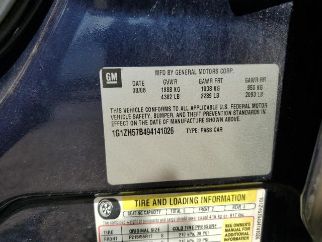 1G1ZH57B494141026 - 2009 CHEVROLET MALIBU 1LT BLUE photo 12