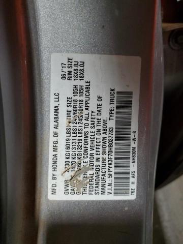 5FPYK3F70HB037783 - 2017 HONDA RIDGELINE RTL Gümüş foto 12